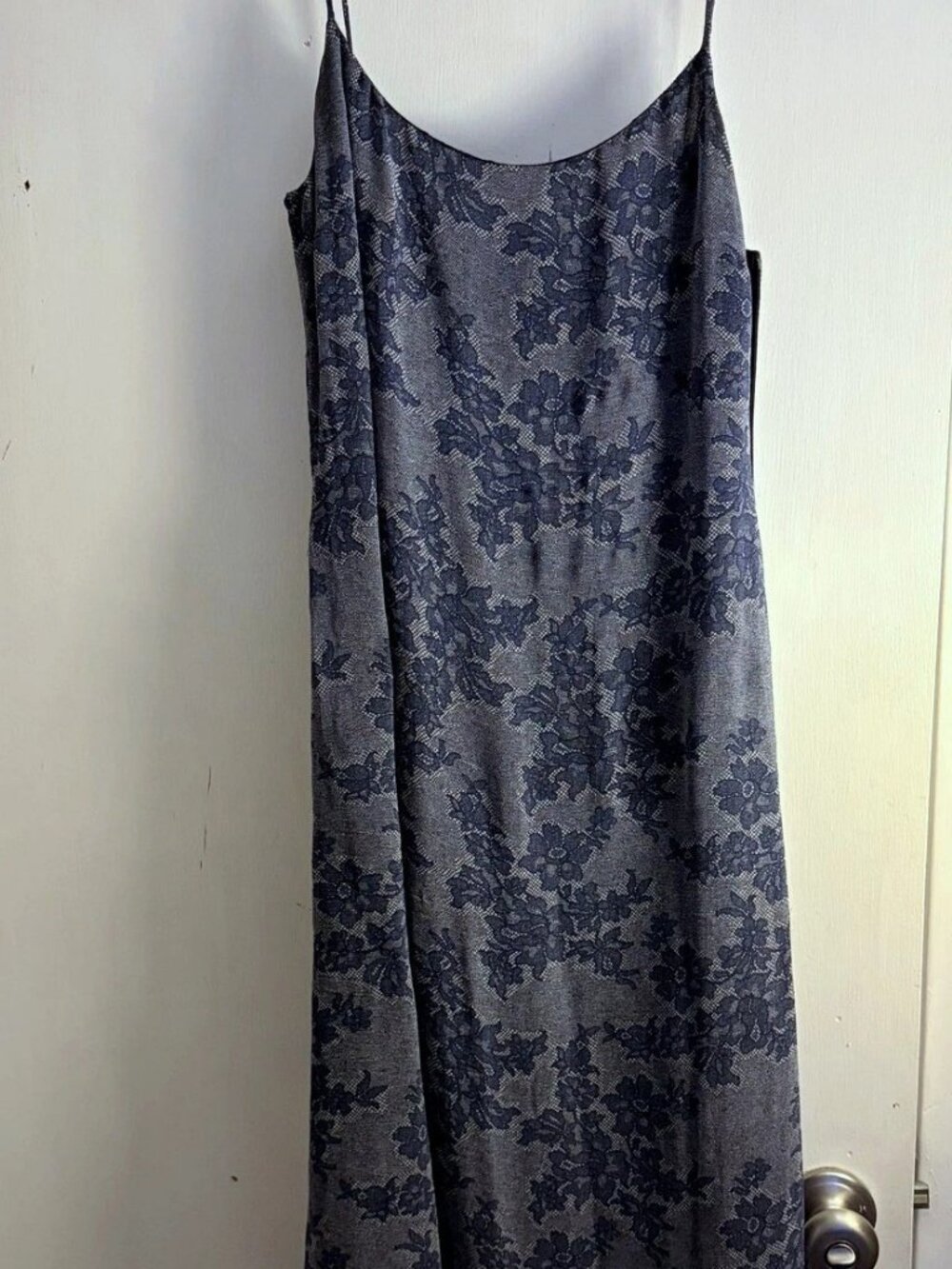 Valentino Jeans Vintage 90s Blue Floral Lace Slip Dress Spaghetti Strap S